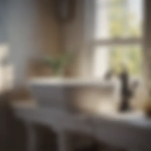 Elegant farmhouse pedestal sink with vintage faucet