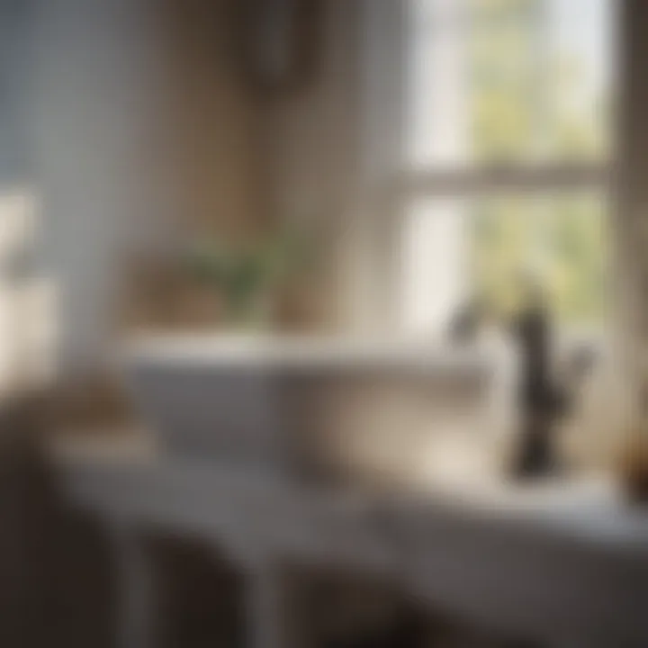 Elegant farmhouse pedestal sink with vintage faucet