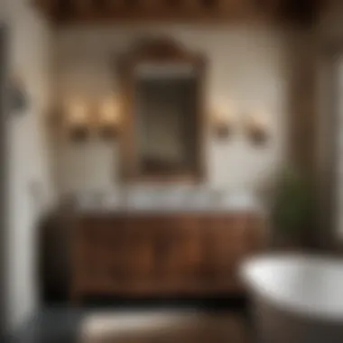 Rustic Elegance of French Country Bathroom Luxurious bathroom featuring a rustic French country vanity