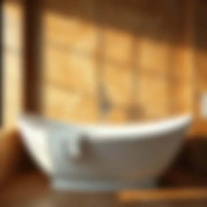 Detail view of high back bathtub materials and textures