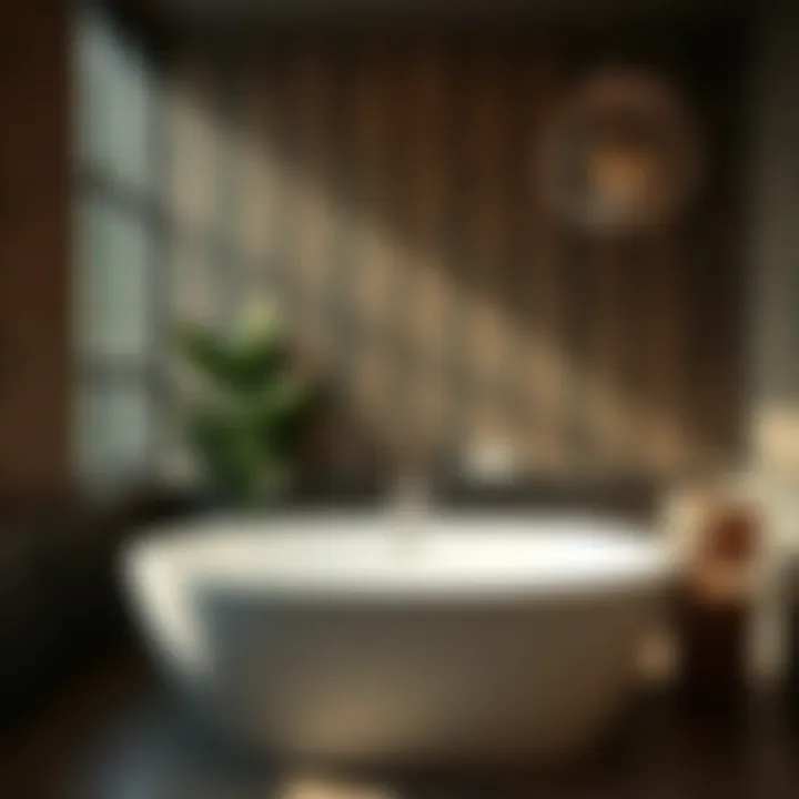 Relaxing atmosphere created by a high back bathtub