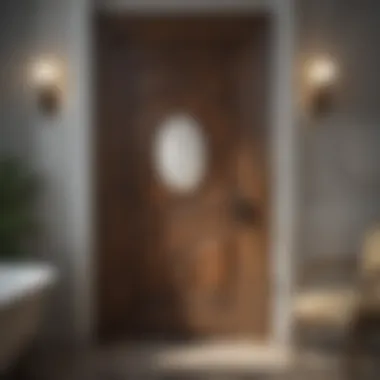 Vintage bathroom door with a classic design and antique finish