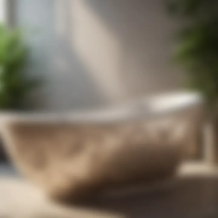 Close-up of luxurious materials used in a garden bathtub