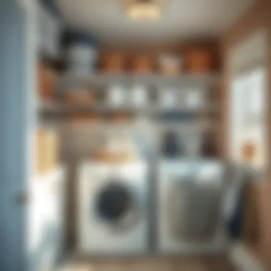 Organized Laundry Room with Storage Solutions Organized laundry room showcasing effective storage solutions