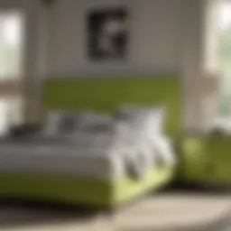 Elegant lime green bedroom set showcasing modern design elements