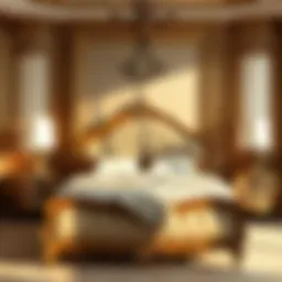 Elegant bedroom showcasing a luxurious name brand bed frame and matching nightstands