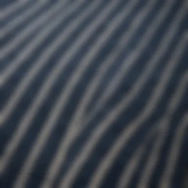 Close-up of fabric texture of navy striped bath mat