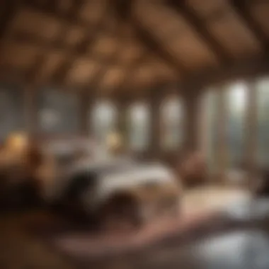 Cozy Interior of a One Bedroom Log Cabin Interior view showcasing the cozy layout of a log cabin
