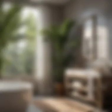 Serene Bathroom Ambiance Serene bathroom ambiance enhanced by palm tree towels