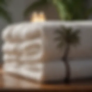 Close-up of soft materials used in palm tree towels