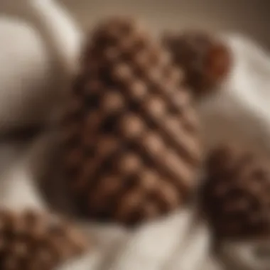 Close-up of pine cone pattern on a soft towel