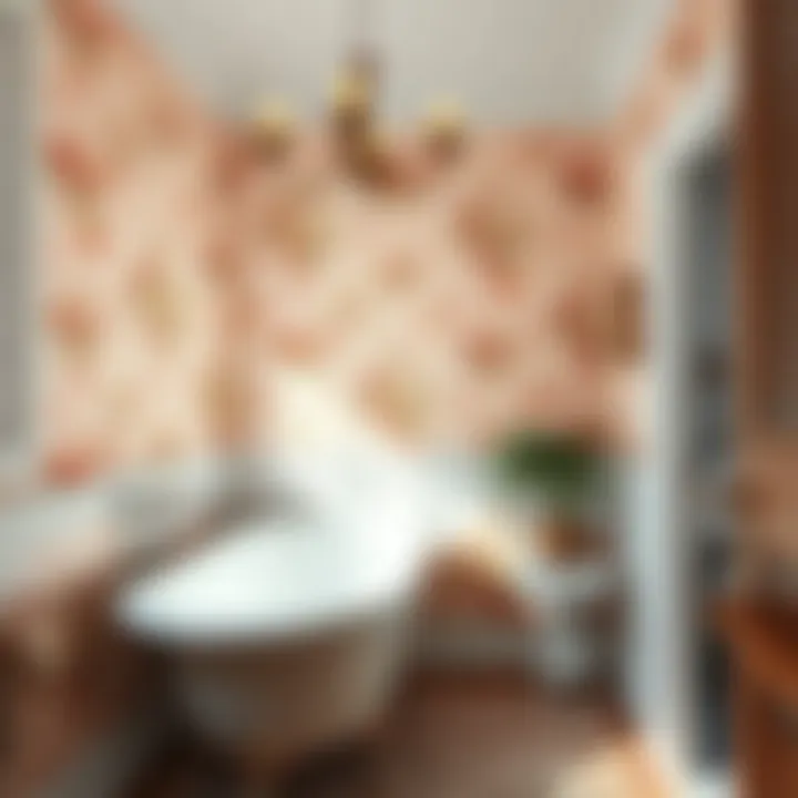 Chic Vintage Wallpaper Enhancing Bathroom Decor Chic vintage wallpaper design complementing bathroom decor