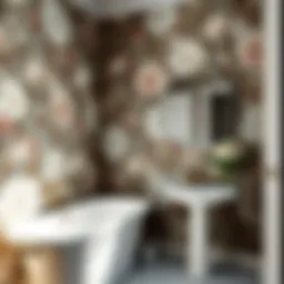 Elegant floral wallpaper design for bathroom