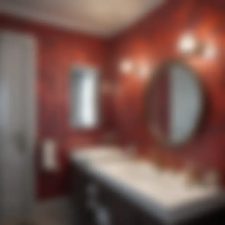 Vibrant wallpaper colors transforming a small bathroom