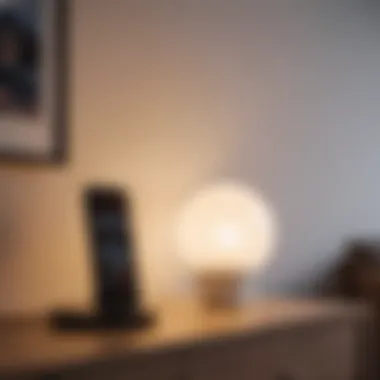 Smart home integration showcasing a remote control lamp with app