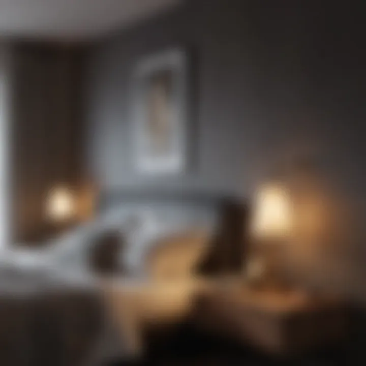 Stylish bedroom ambiance enhanced by a remote control lamp