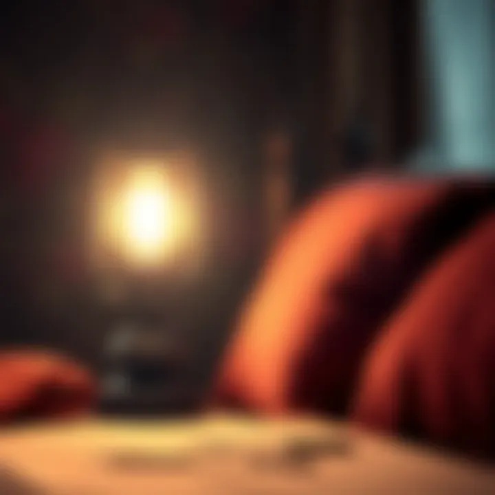 Warm Glow of a Rustic Bedside Lamp Rustic bedside lamp casting a warm glow