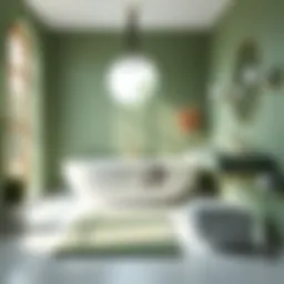 Elegant sage green bath mat enhancing a modern bathroom.