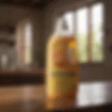 Eco-friendly laundry detergent bottle on a wooden table