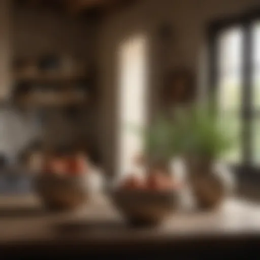 Elegant stoneware bowls displayed on a rustic countertop