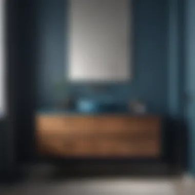 Craftsmanship and Material Quality Close-up of blue floating vanity showcasing high-quality materials