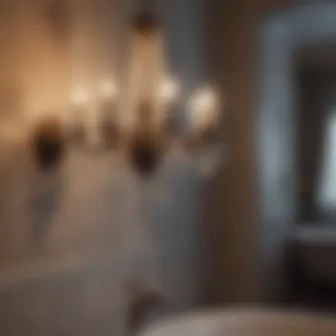 Vintage-inspired chandelier adding charm to a classic bathroom