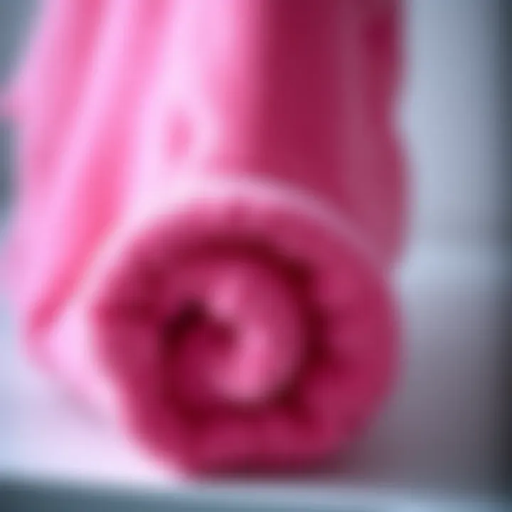 Soft Texture of Hot Pink Bath Towel Close-up of the soft texture and vibrant color of a hot pink bath towel