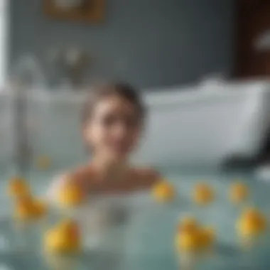 Whimsy in the Water: Playful Bath Imagery Playful bath scene with rubber ducks and bubbles