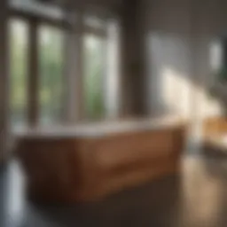 Elegant wooden bathtub bench showcasing fine craftsmanship