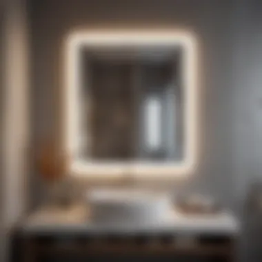 Elegant Bathroom Design with Illuminated Mirror Elegant bathroom design featuring a large illuminated mirror