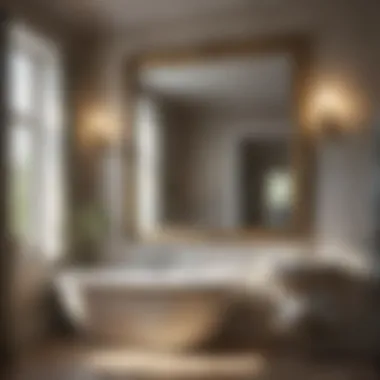 Natural Light Reflection in a French Country Bathroom Elegant French country bathroom mirror reflecting natural light