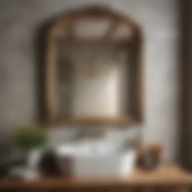 French Country Mirror Above a Rustic Sink Stylish bathroom featuring a French country mirror above a rustic sink