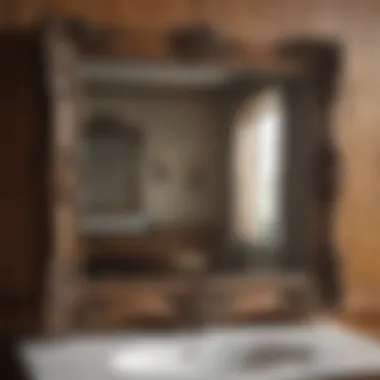 Vintage-inspired wooden bathroom mirror with intricate details
