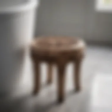 Intricate Design of Wooden Bathroom Stool Elegant wooden stool with intricate design