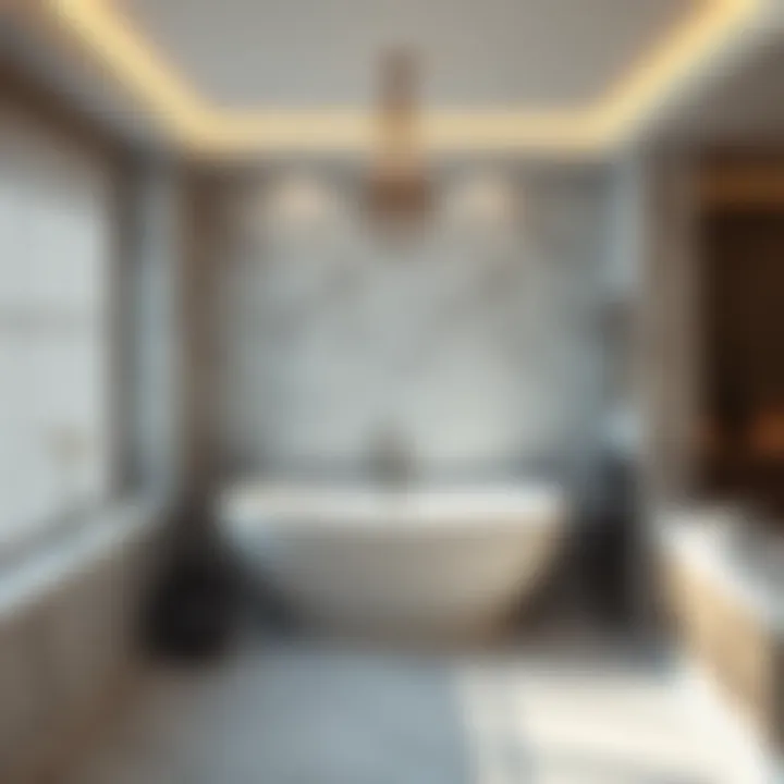 Contemporary Bathroom with Integrated Freestanding Bath Freestanding bath integrated into a contemporary bathroom layout