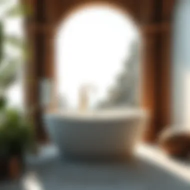 Luxurious Freestanding Bath in Nature Luxurious freestanding bath surrounded by natural elements