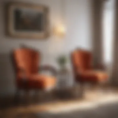 Modern bedroom styled with vintage chairs