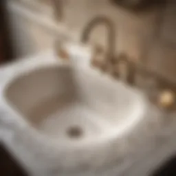 Elegant vintage drop-in bathroom sink with intricate design