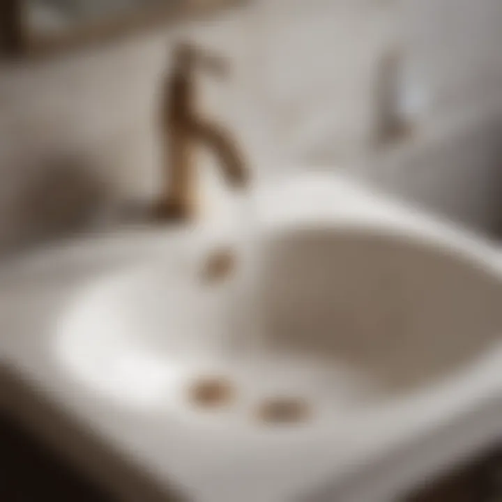 Close-up of materials used in vintage bathroom sinks