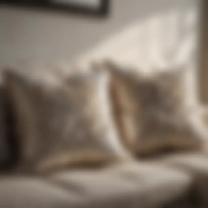 Fluffy pillows arranged artistically on a couch