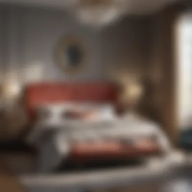 Chic Furniture Arrangement A chic bedroom arrangement showcasing stylish furniture and accessories.