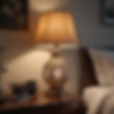 Elegant Bedside Lamp in a Cozy Setting Elegant bedside lamp illuminating a cozy bedroom