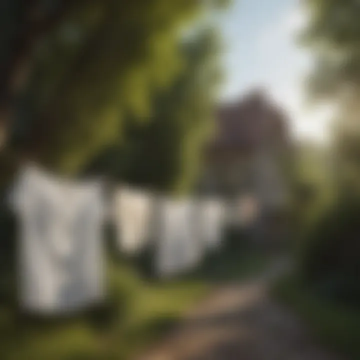 Freshly laundered clothes hanging outdoors