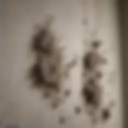 Close-up view of mold spores on a bedroom wall