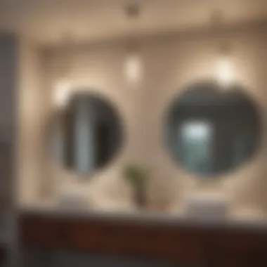Modern Pendant Lighting in a Serene Bathroom Elegant pendant lights illuminating a modern bathroom.