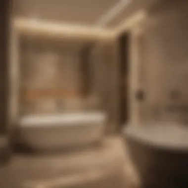 Warm LED Lighting for Luxurious Bathing Experience Warm LED strip lights outlining a luxurious bathtub.