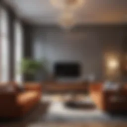 Stylish living room with multifunctional furniture