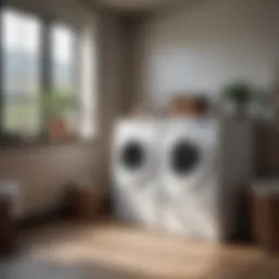 Modern laundry room table with built-in storage