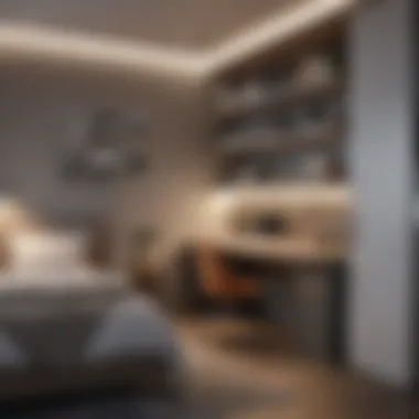 Small Bedroom with Desk Integration Creative small bedroom layout featuring an integrated desk area