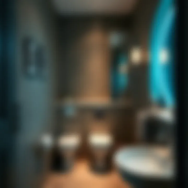 Creative lighting solution in a compact bathroom